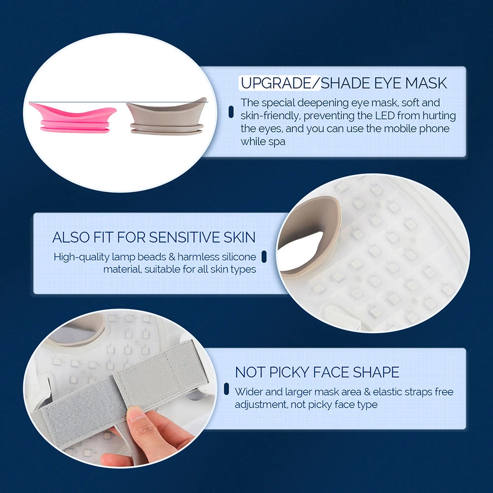 Máscara LED Facial de silicona  Profesional - Fototerapia 7 Colores para Rostro y Cuello